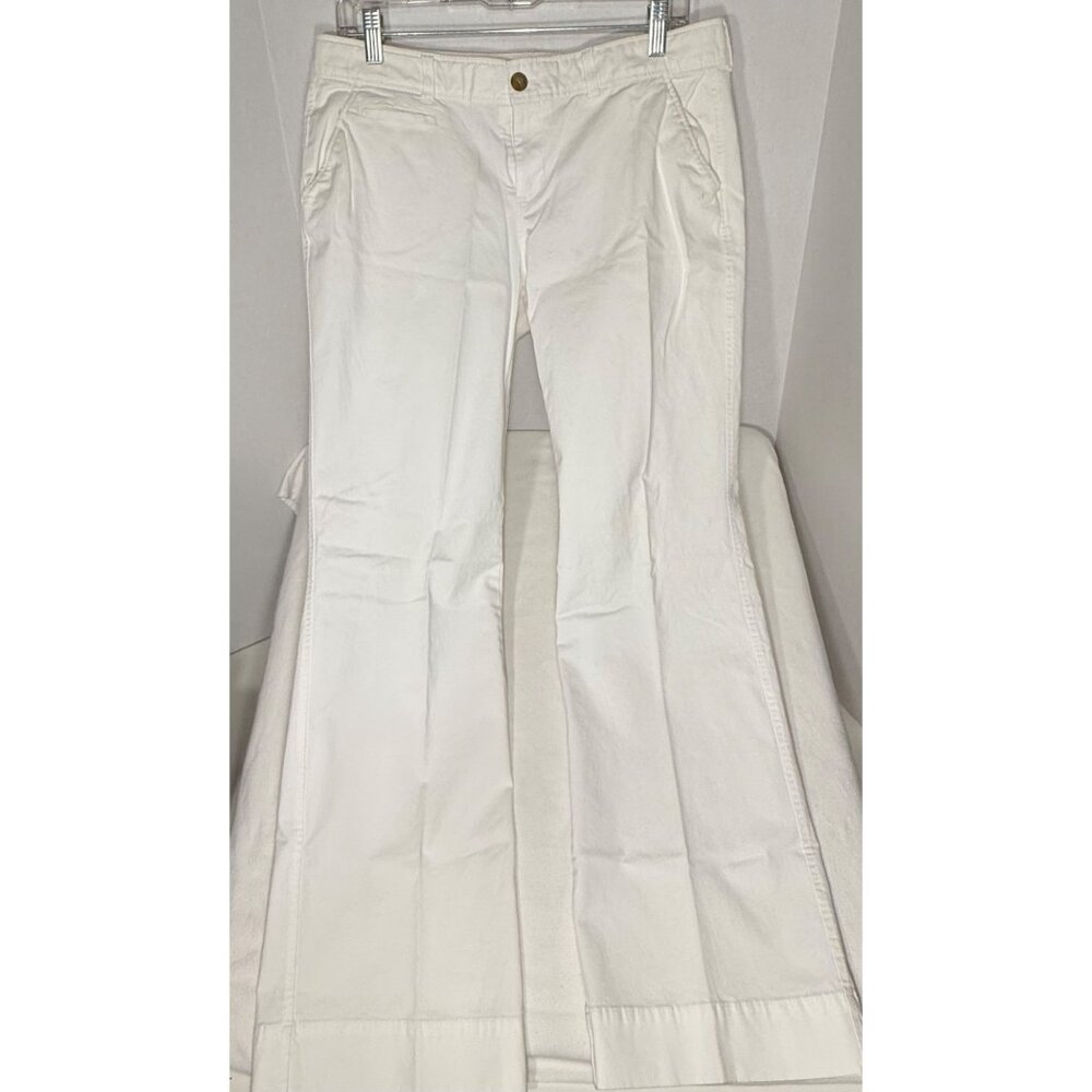 OLD NAVY Women 12 Regular White Perfect BootCut Khaki Chino Pants Cotton Stretch